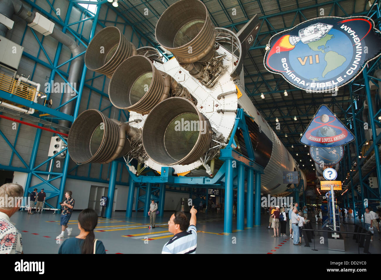 Saturn V Rocket a John F Kennedy Space Center di Cape Canaveral, in Florida Foto Stock