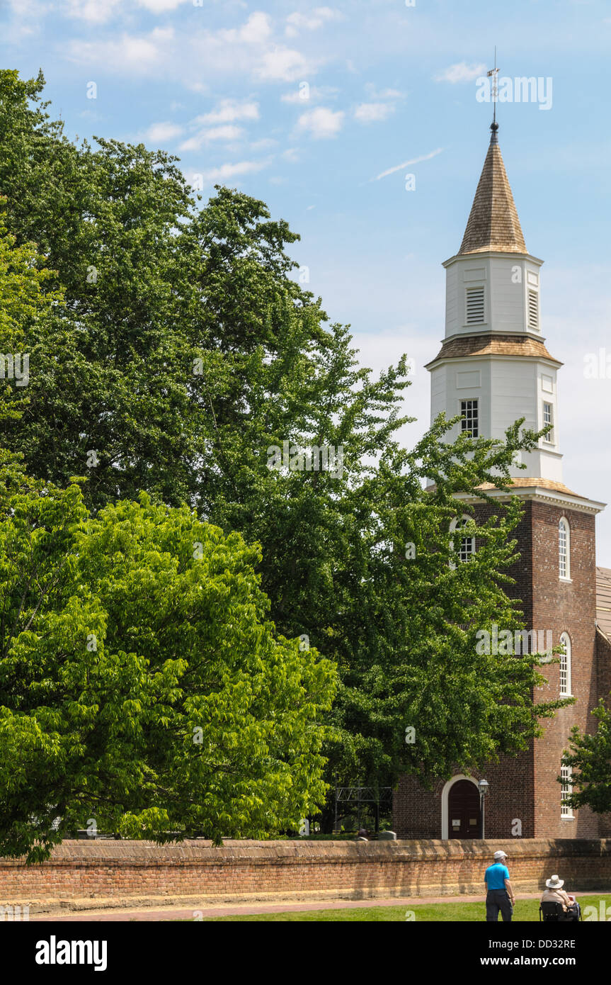 Chiesa Bruton Parish, duca di Gloucester Street, Colonial Williamsburg, Virginia Foto Stock