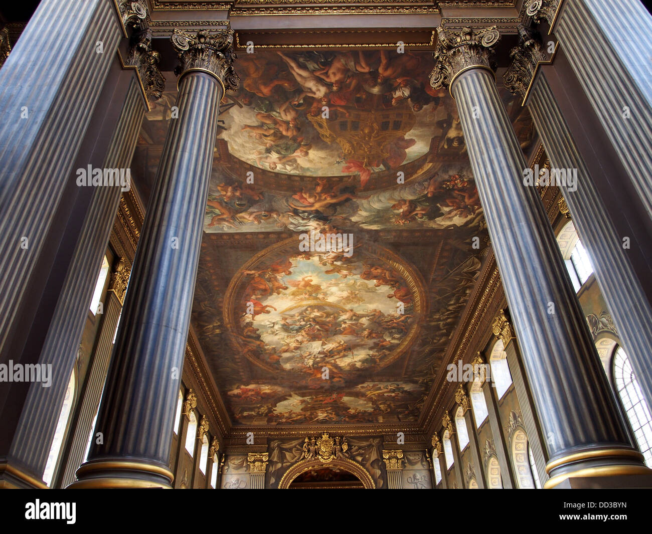 Royal Naval College di Londra Greenwich, il soffitto dipinto Foto Stock