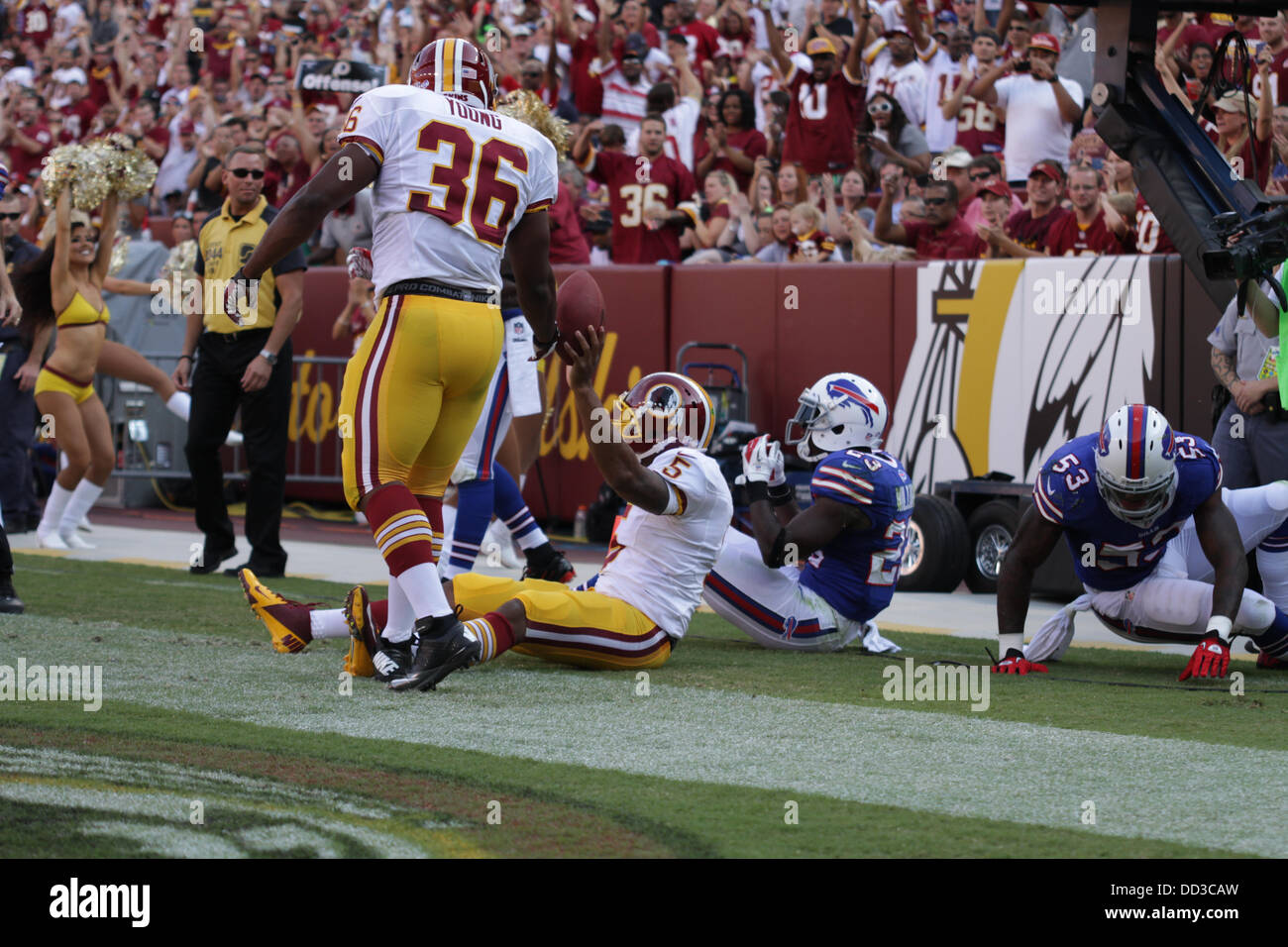 Sabato 24 Agosto, 2013, Washington Redskins ospita le fatture della Buffalo di FedEx Campo in Landover Maryland per il terzo gioco di preseason. Washington Redskins vincere 30-7. Credito: Khamp Sykhammountry/Alamy Live News Foto Stock