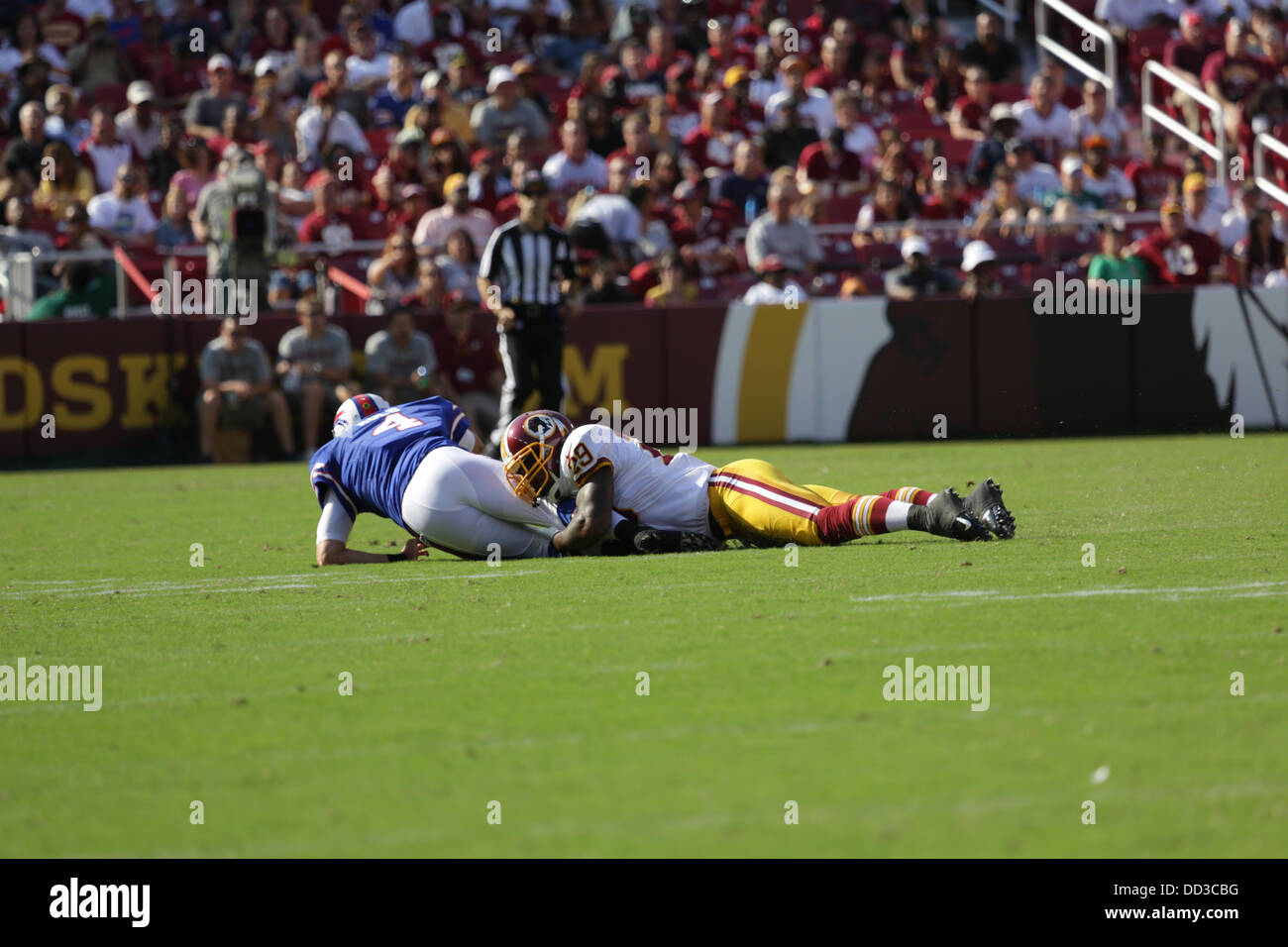 Sabato 24 Agosto, 20133, Washington Redskins ospita le fatture della Buffalo di FedEx Campo in Landover Maryland per il terzo gioco di preseason. Washington Redskins vincere 30-7. Pierre Garcon # 88 celebrare dopo i punteggi Garcon un tocco verso il basso con un pass da Rex Grossman. Credito: Khamp Sykhammountry/Alamy Live News Foto Stock