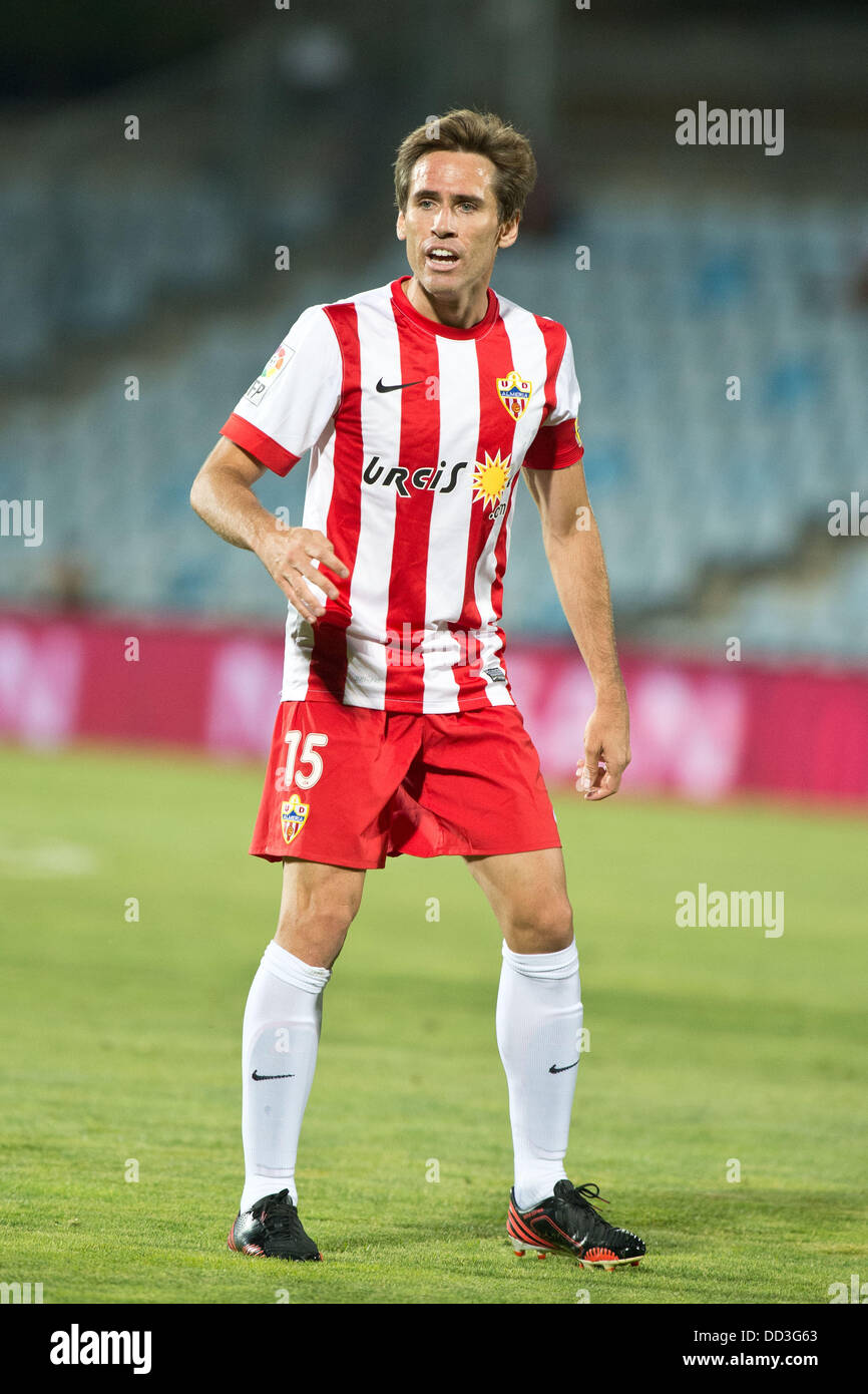 Corona (Almeria), 23 agosto 2013 - Calcio : Miguel Angel Garcia Perez-Roldan (aka Corona) di Almeria in azione durante la Primera Division spagnolo "Liga BBVA (Espanola)' match tra Getafe C.F. 2-2 Almeria a Coliseun Alfonso Perez Stadium di Getafe, Spagna, (foto di Enrico Calderoni/AFLO SPORT) [0391] Foto Stock