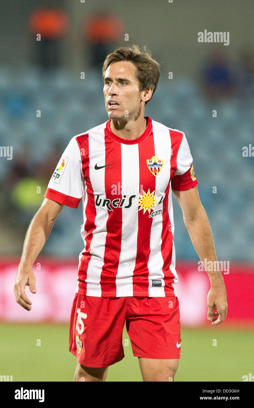 Corona (Almeria), 23 agosto 2013 - Calcio : Miguel Angel Garcia Perez-Roldan (aka Corona) di Almeria in azione durante la Primera Division spagnolo "Liga BBVA (Espanola)' match tra Getafe C.F. 2-2 Almeria a Coliseun Alfonso Perez Stadium di Getafe, Spagna, (foto di Enrico Calderoni/AFLO SPORT) [0391] Foto Stock