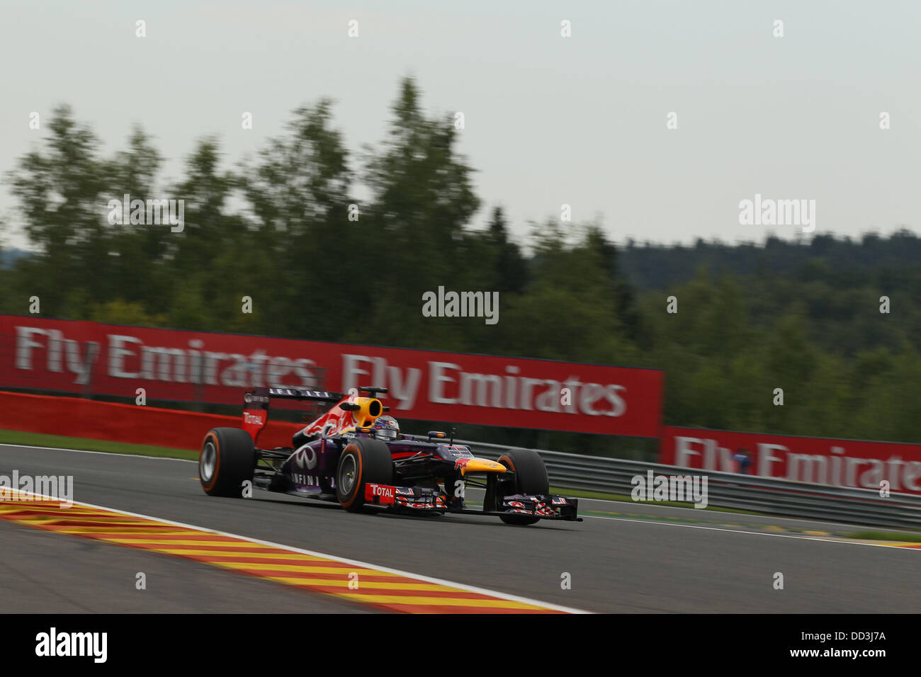 Spa Francorchamps, Belgio. 25 Ago, 2013. Formula One grand prix del Belgio. Sebastian Vettel prende la vittoria al GP del Belgio dopo Lewis Hamilton partito in pole. Credito: Azione Sport Plus/Alamy Live News Foto Stock