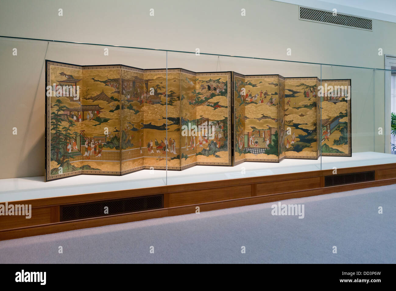 'Scenes dalla vita dell'imperatore cinese Minghuang (Xuanzong) e Yang Guifei' giapponese nelle schermate di piegatura - Periodo Momoyama Foto Stock