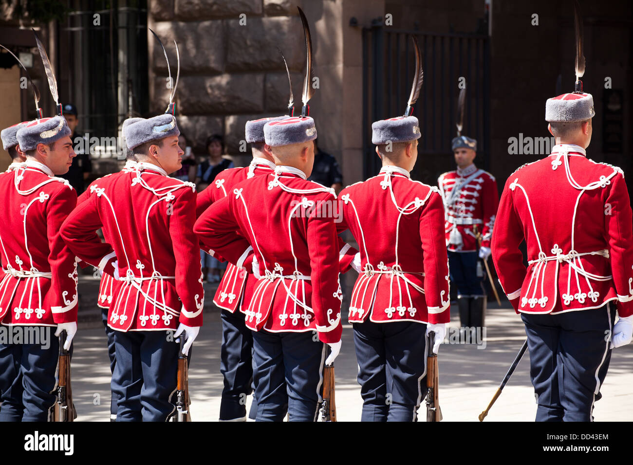 Cerimonia del cambio della guardia nella città capitale di Sofia, Bulgaria. Foto Stock