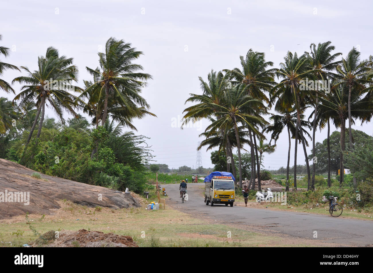 Una strada in India rurale Foto Stock