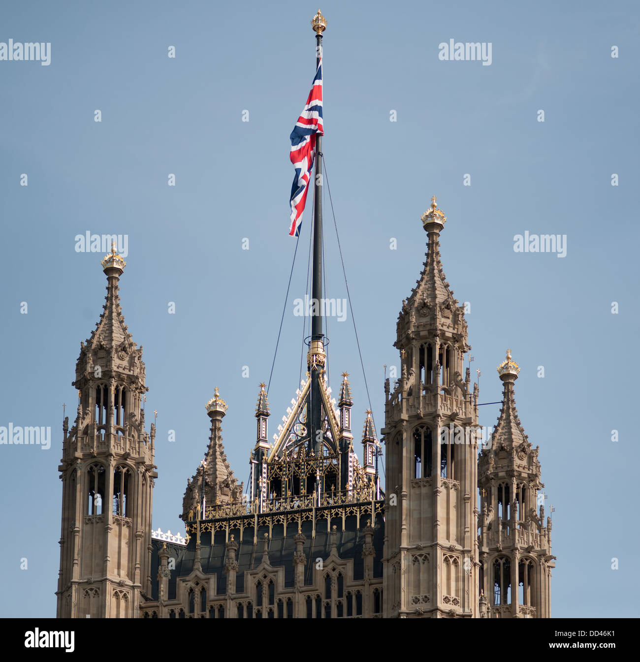 Bandiera europea al di sopra del Victoria Torre del Palazzo di Westminster Foto Stock