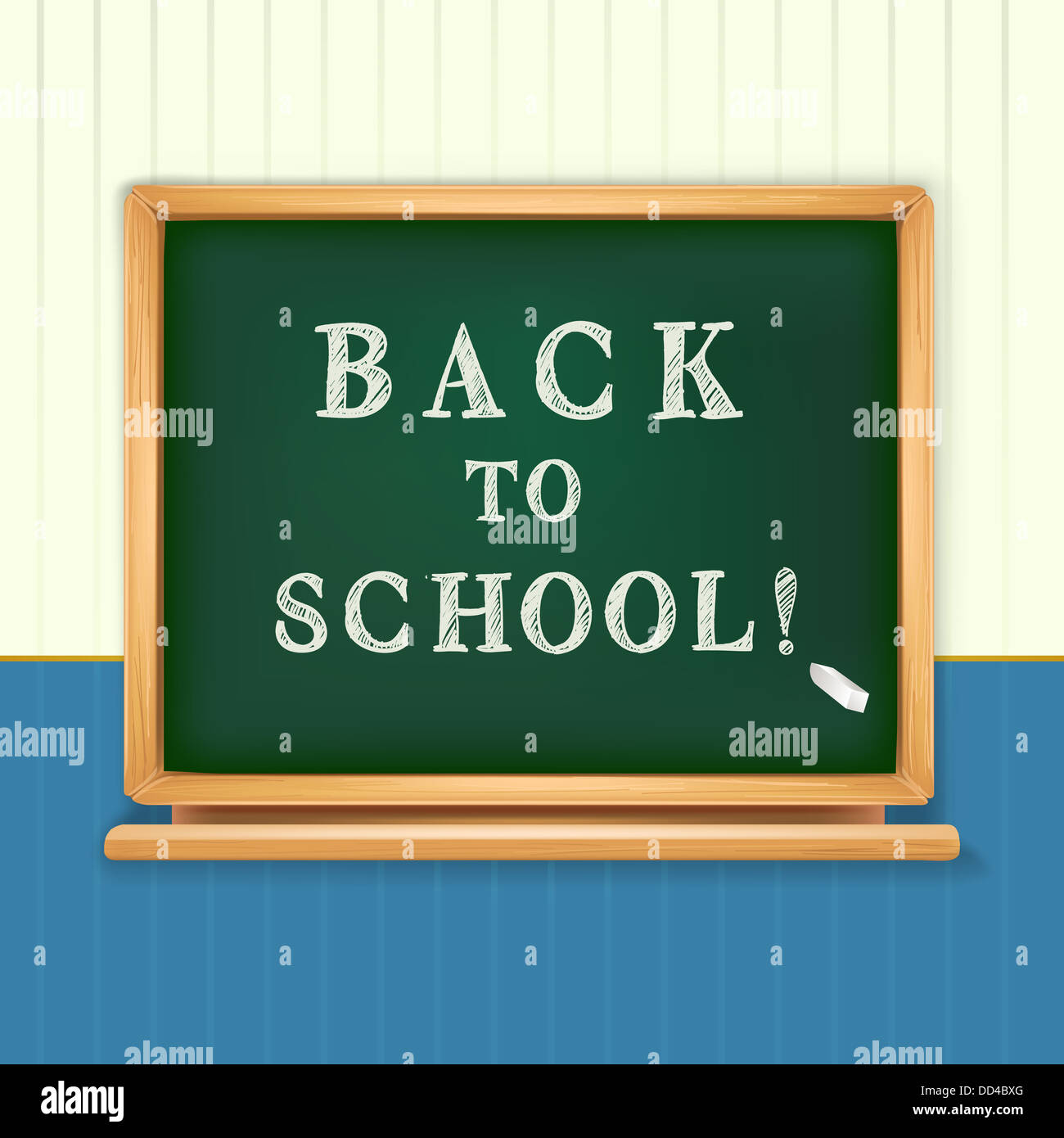 Si torna a scuola scritta sulla lavagna Foto Stock