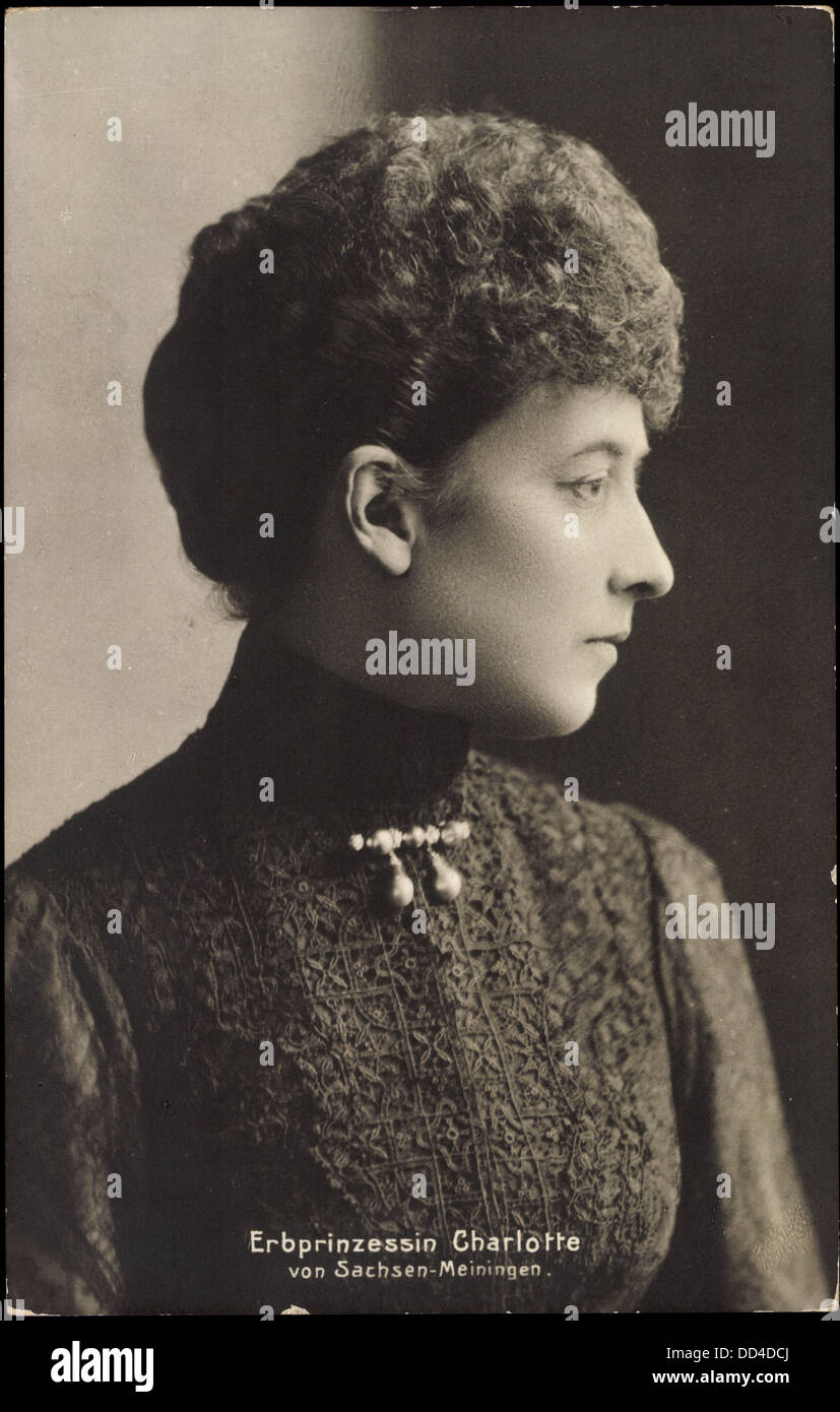 Ak Erbprinzessin Charlotte von Sachsen Meiningen, ritratto; Foto Stock