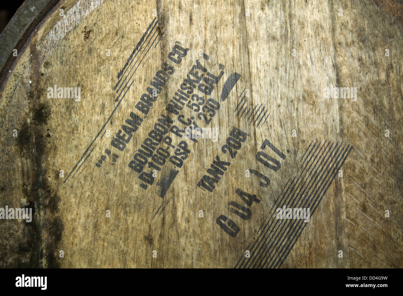 Interno del Jim Beam Bourbon e distilleria di whisky, Clermont, Kentucky, Stati Uniti d'America Foto Stock