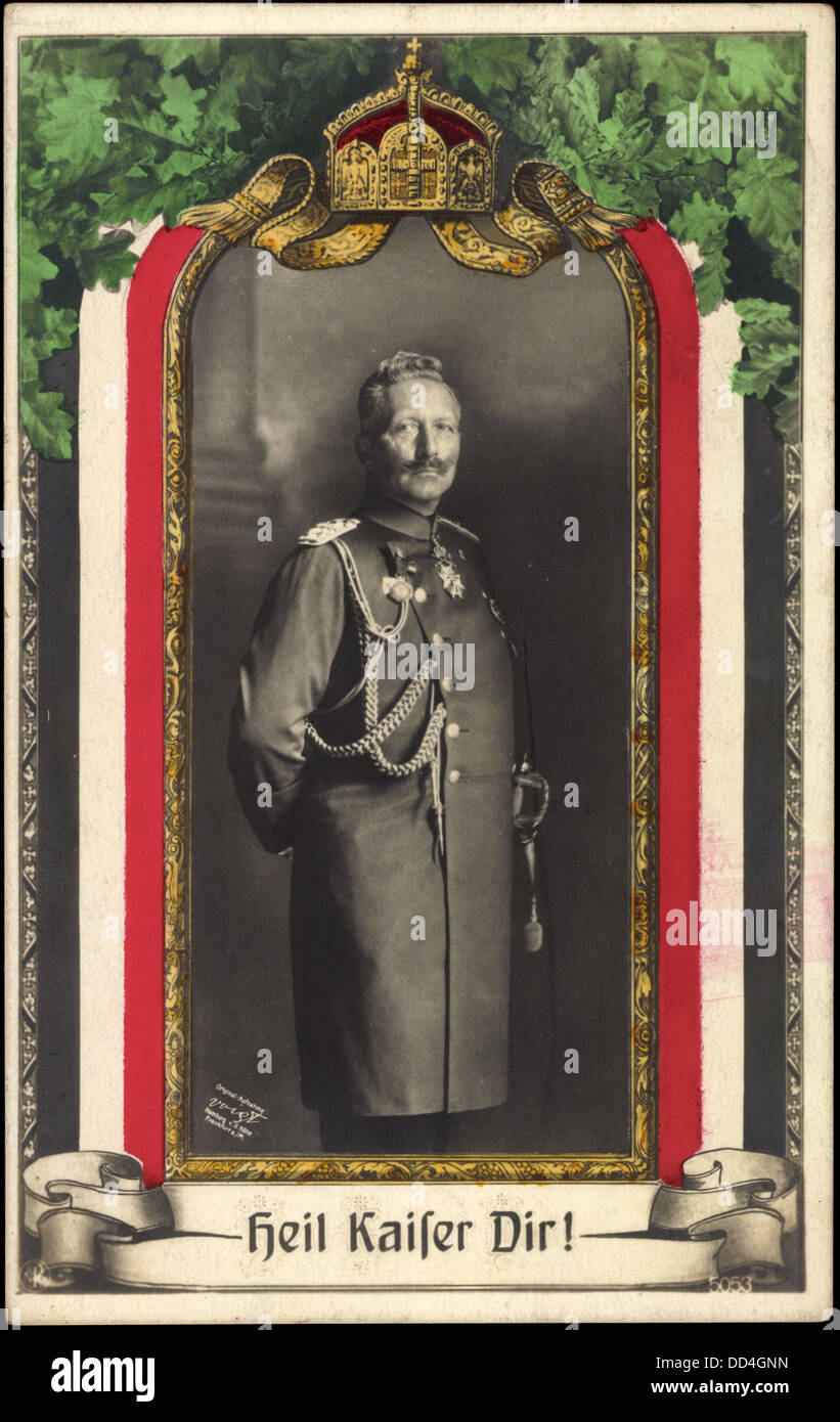 Passepartout Ak Kaiser Guglielmo II, Heil Kaiser Dir, Patriotik; Foto Stock