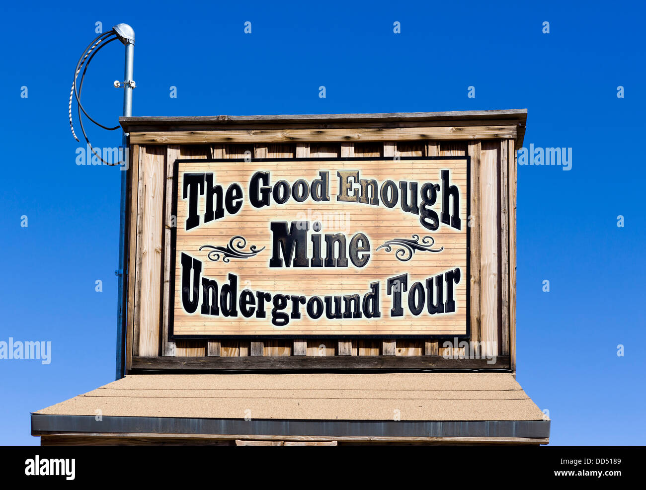 Ticket Booth per la Abbastanza Buono Miniera Tour sotterraneo, oggetto contrassegnato per la rimozione definitiva, Arizona, Stati Uniti d'America Foto Stock