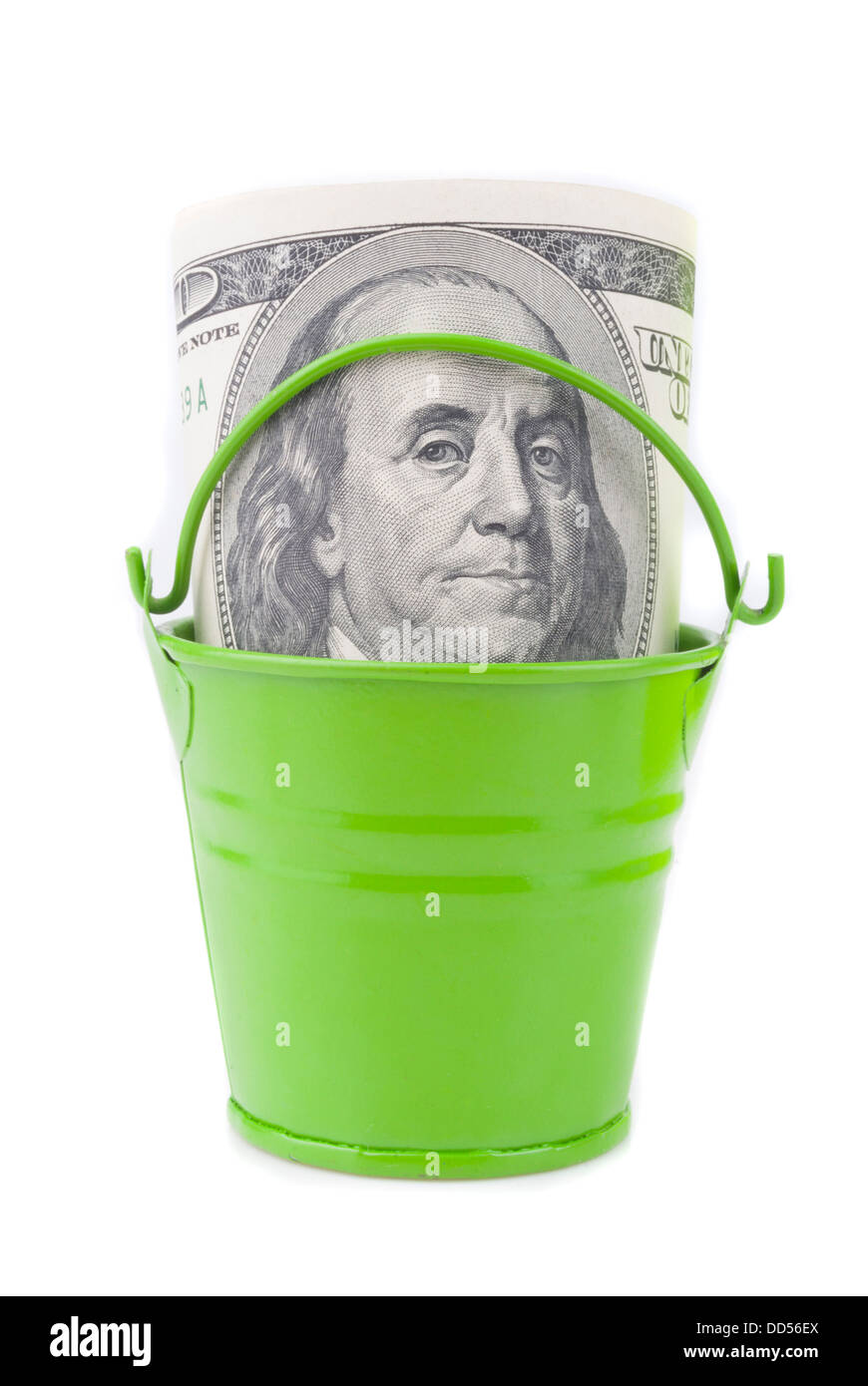 Di dollari nel verde della benna. Foto Stock