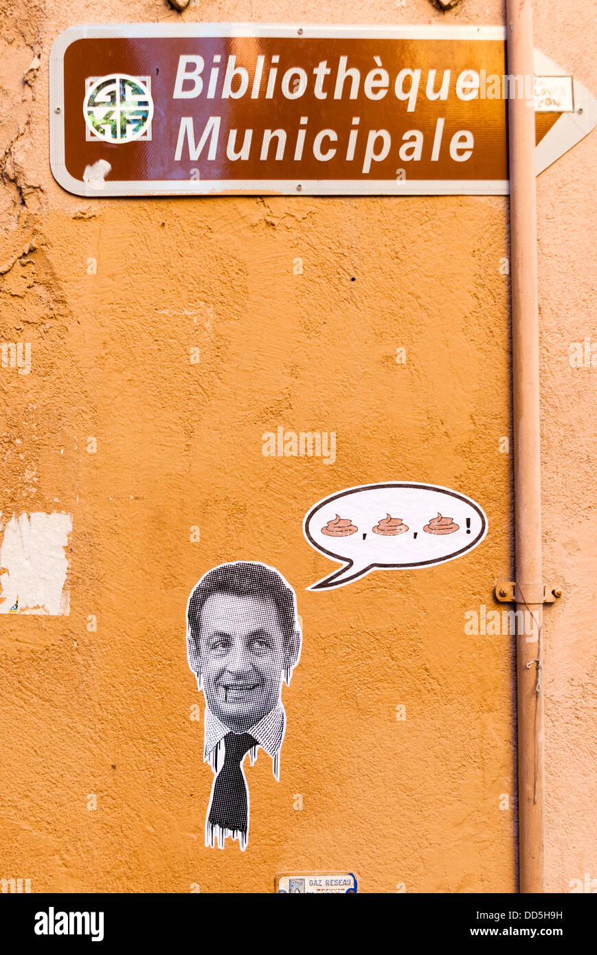 Poster di Sarkozy, Le Panier district, Marsiglia, Bouches-de-Rhone, Provence-Alpes-Côte-d'Azur, in Francia, in Europa Foto Stock