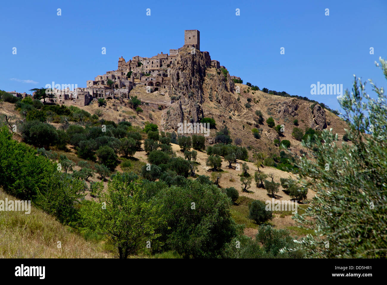 Craco, Matera, Basilicata, Italia, Italia. Villaggio abbandonato di frana. Guardare la lista del World Monuments Fund. Solo editoriale Foto Stock