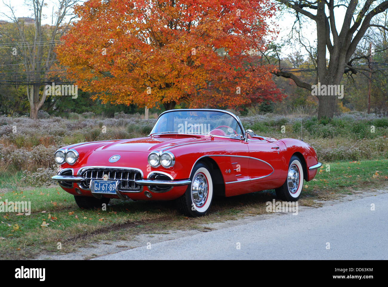 1960 Red Corvette Foto Stock