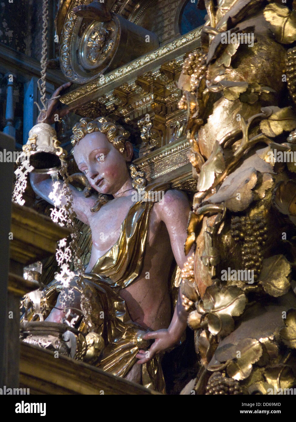 Principale alterare gotica Cattedrale di San Giacomo a Santiago de Compostela Galizia Spagna Foto Stock