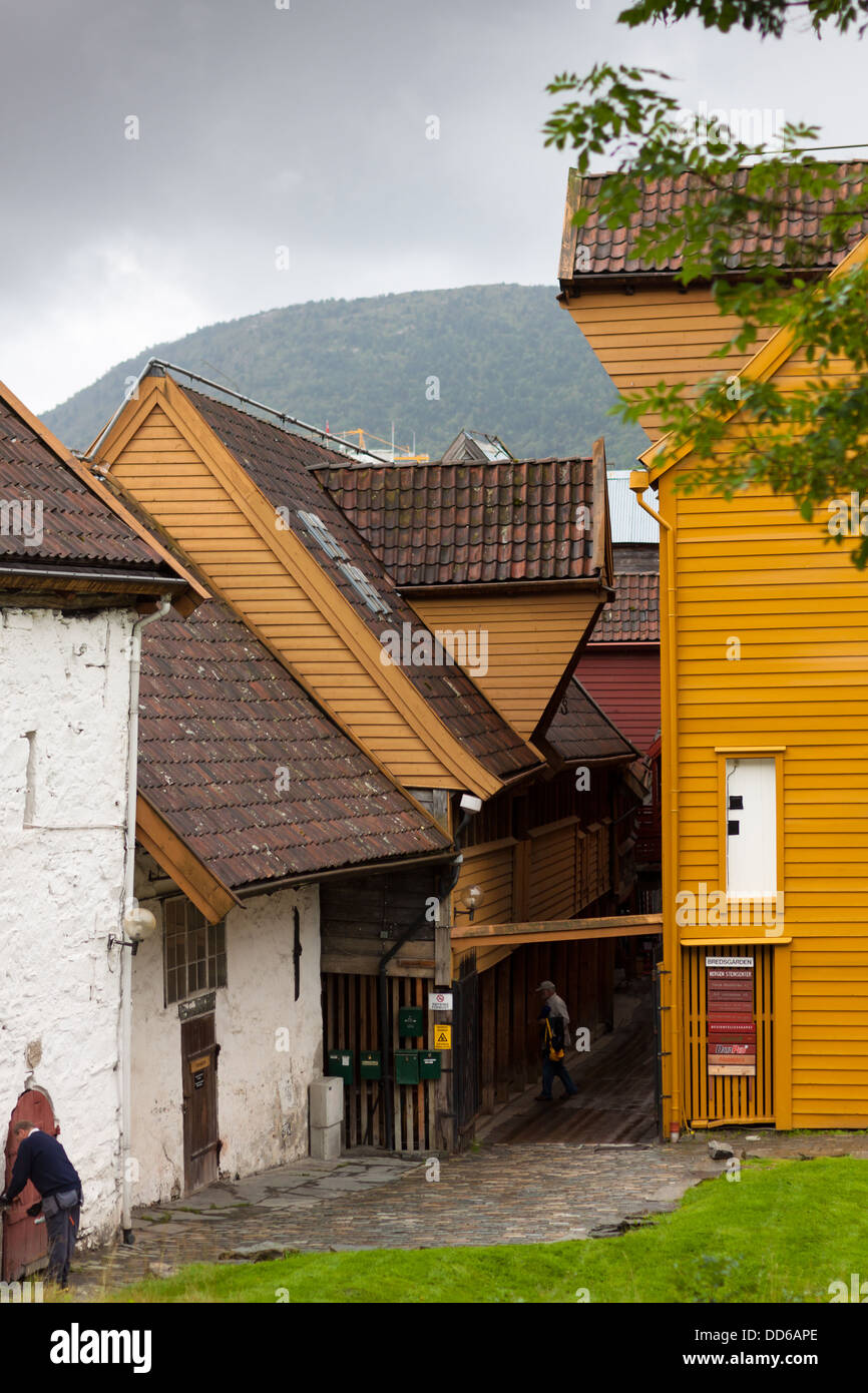 Ex tedesco ufficio anseatica sul lungomare (Tyske Bryggen), Bergen, Norvegia Foto Stock