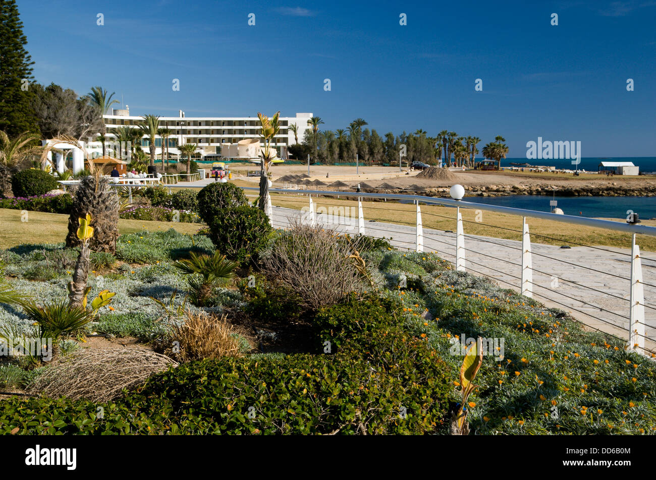 Scena di spiaggia, Paphos, Cipro. Foto Stock