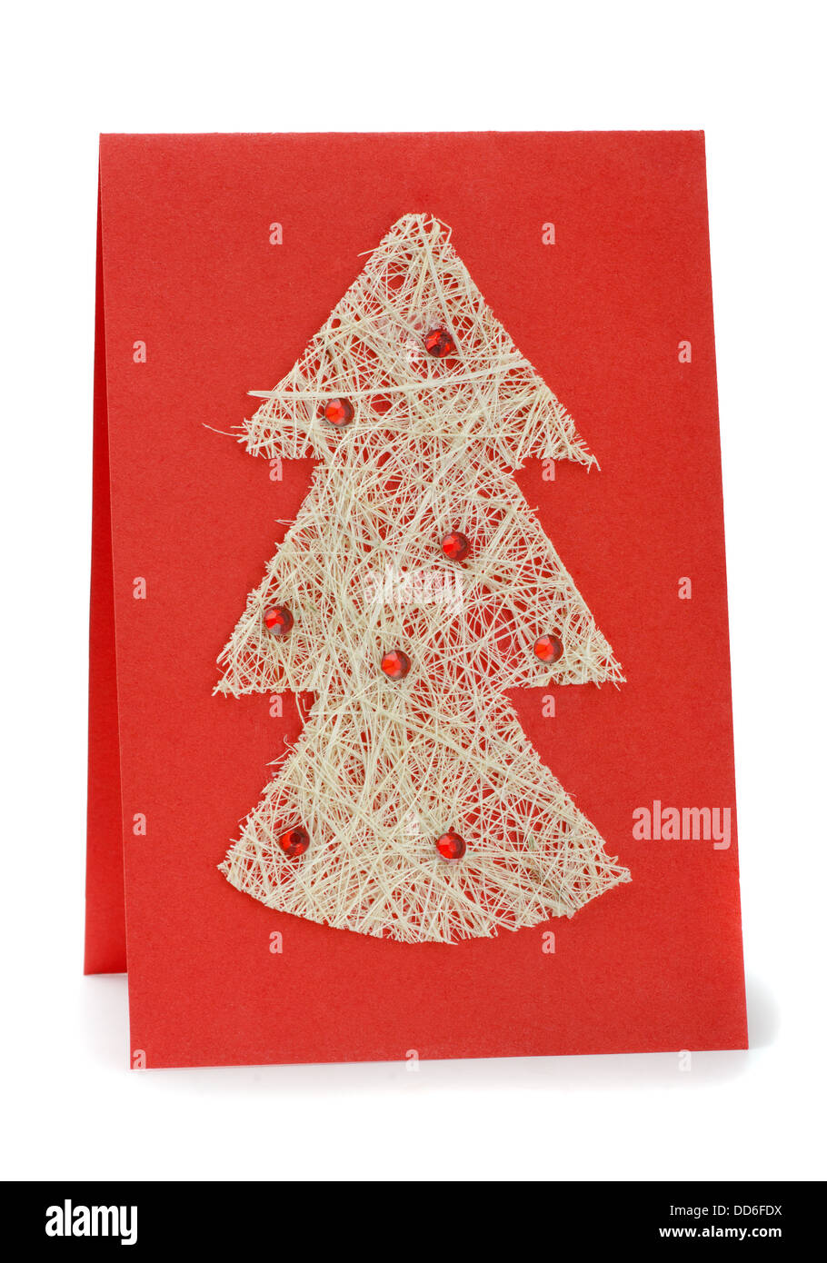 Natale fatti a mano greeting card isolato su bianco Foto Stock