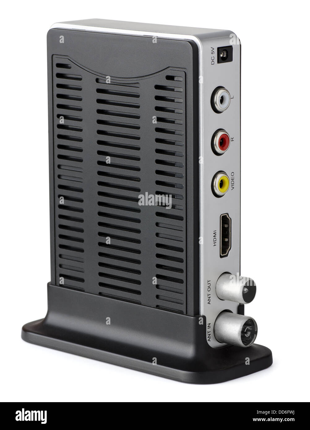 HDMI ricevitore TV digitale terrestre isolato su bianco Foto Stock