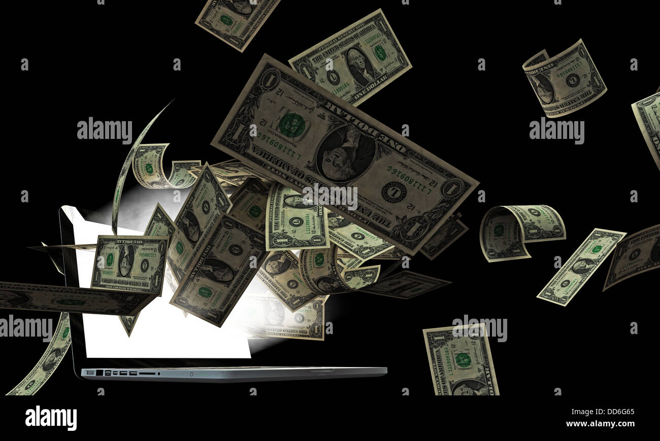 Di dollari dal computer portatile Foto Stock
