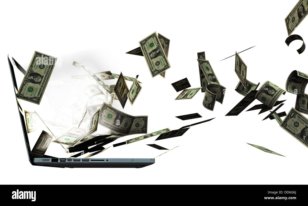 Di dollari dal computer portatile Foto Stock