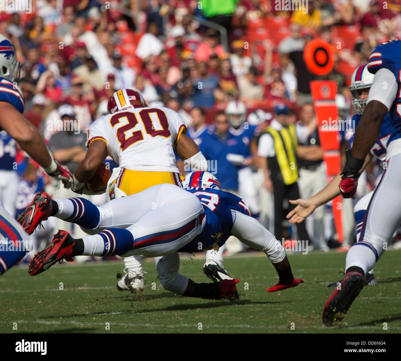 24 agosto 2013, Landover, MD FedEx campo Washington Redskins assume le fatture della Buffalo per il terzo gioco di preseason per 2013. Foto Stock