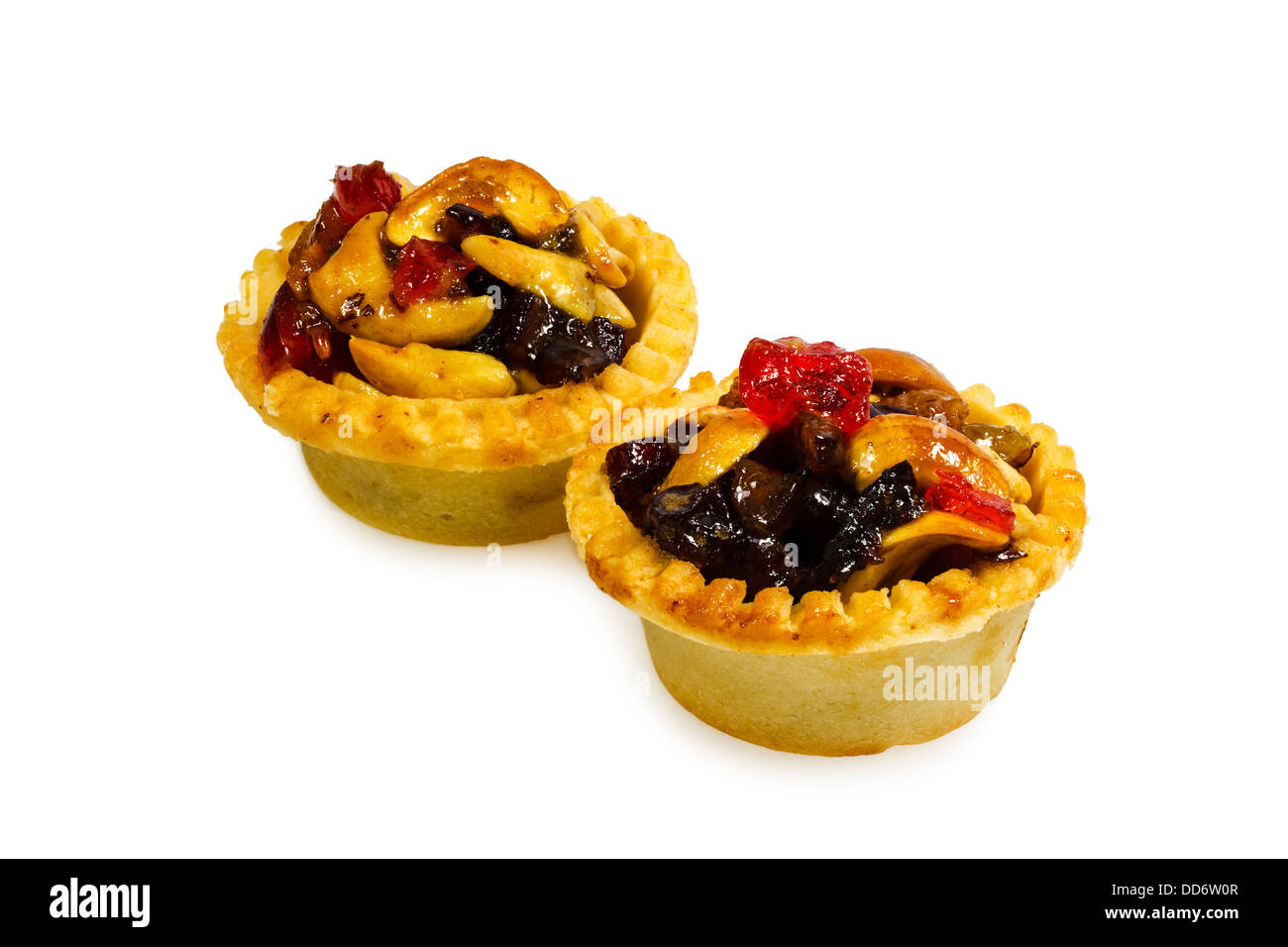 Crostate di frutta isolato su sfondo bianco Foto Stock