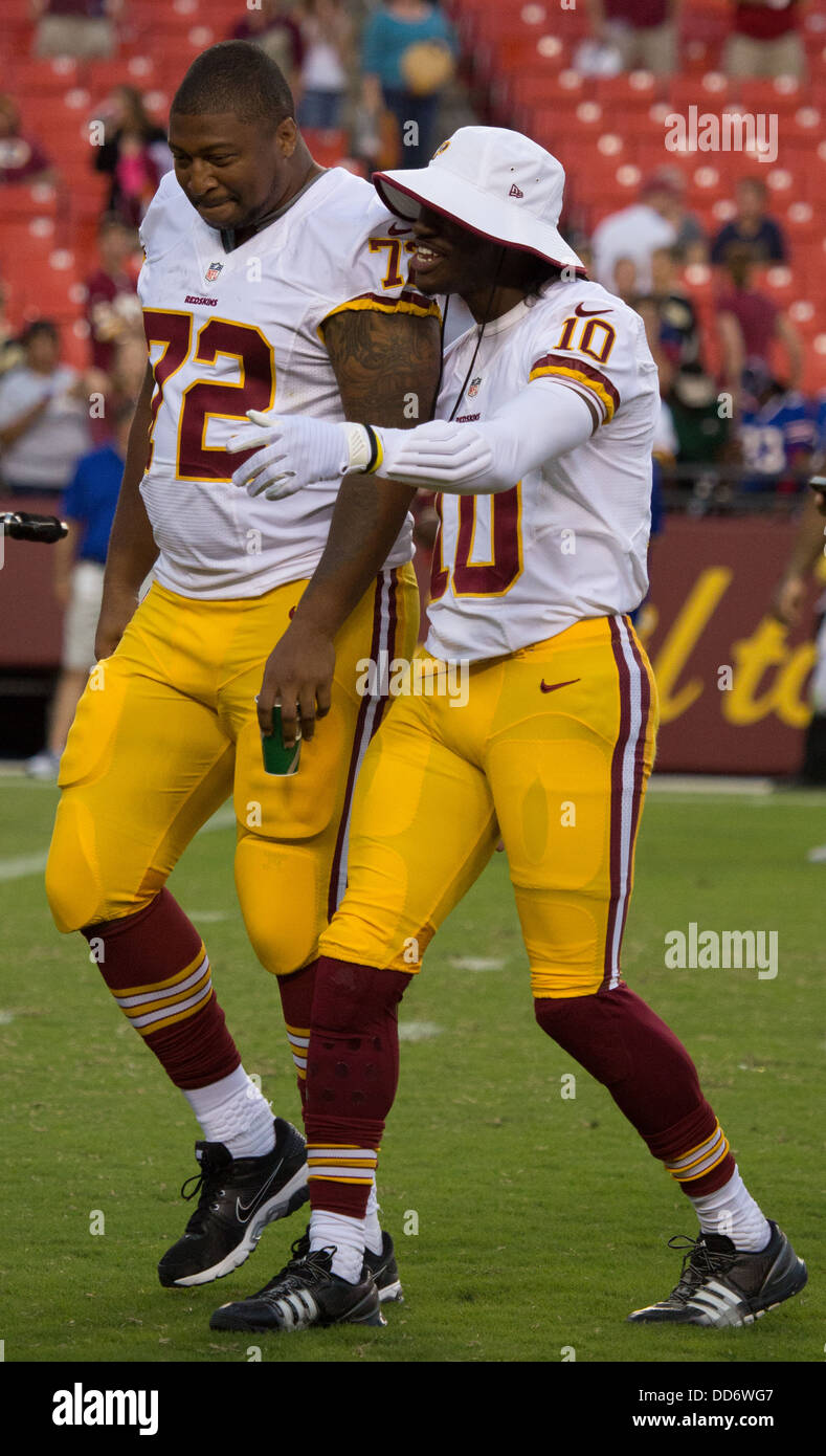 24 agosto 2013, Landover, MD FedEx campo Washington Redskins assume le fatture della Buffalo per il terzo gioco di preseason per 2013. Foto Stock