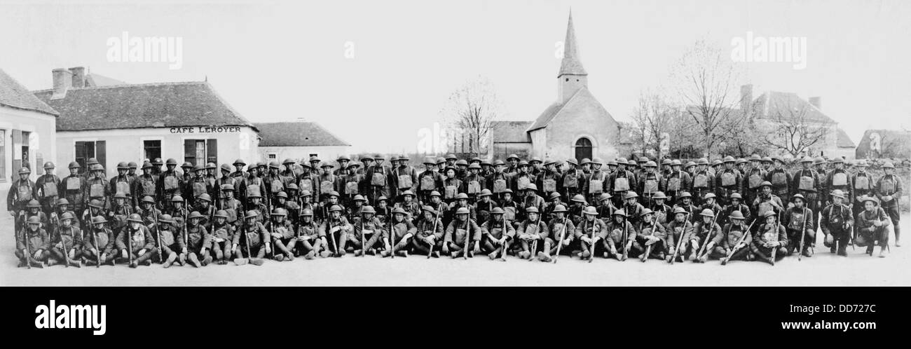 American forza expeditionary. Co. "B" della 113fanteria in Francia. Aprile 1919. Foto Stock
