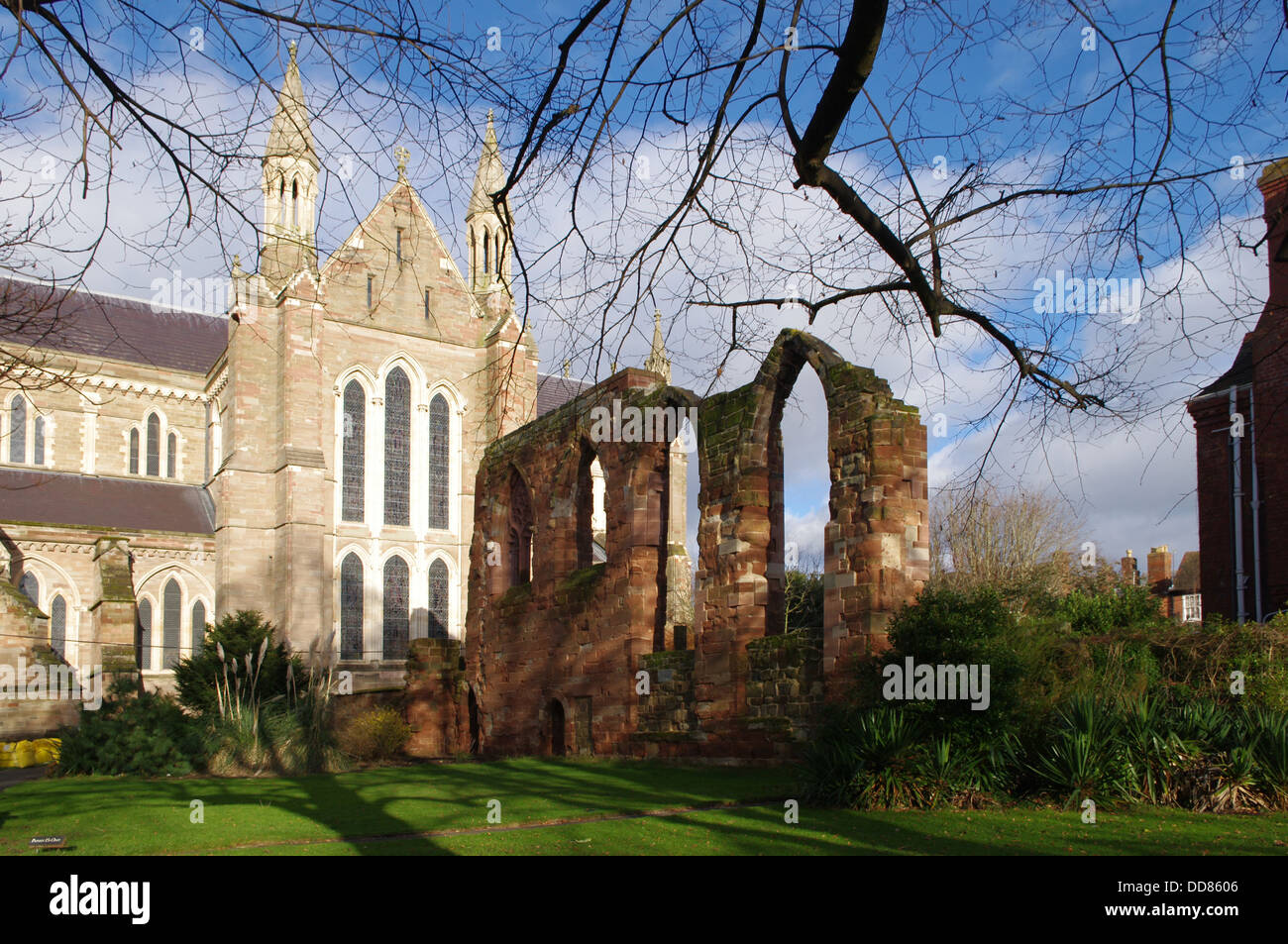 Cattedrale di Worcester e Gueston Hall rimane Foto Stock