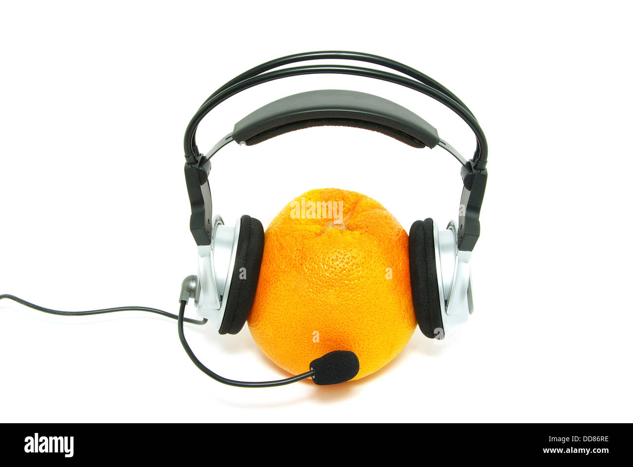Arancione e le cuffie Foto Stock