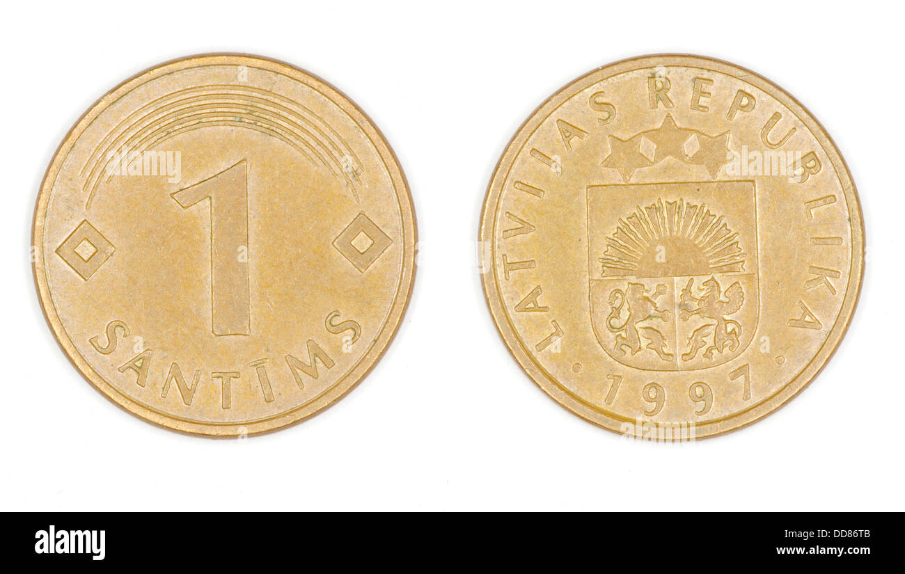 moneta della Lettonia Foto Stock