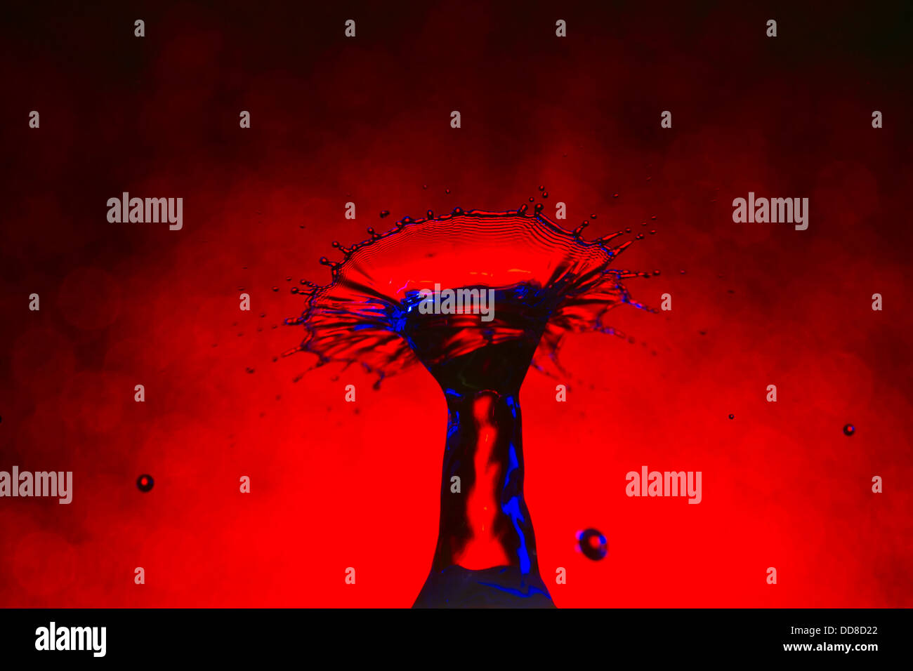 Abstract spruzzi di acqua in rosso e blu Foto Stock