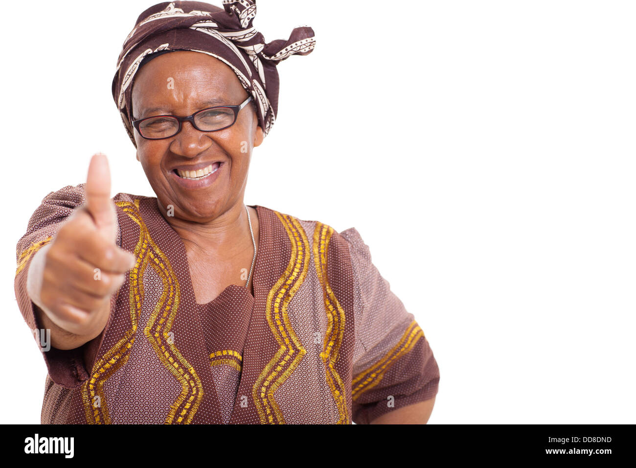 Coppia donna africana con sorriso dando pollice in alto su sfondo bianco Foto Stock Coppia donna africana con sorriso dando pollice in alto su sfondo bianco Foto Stock