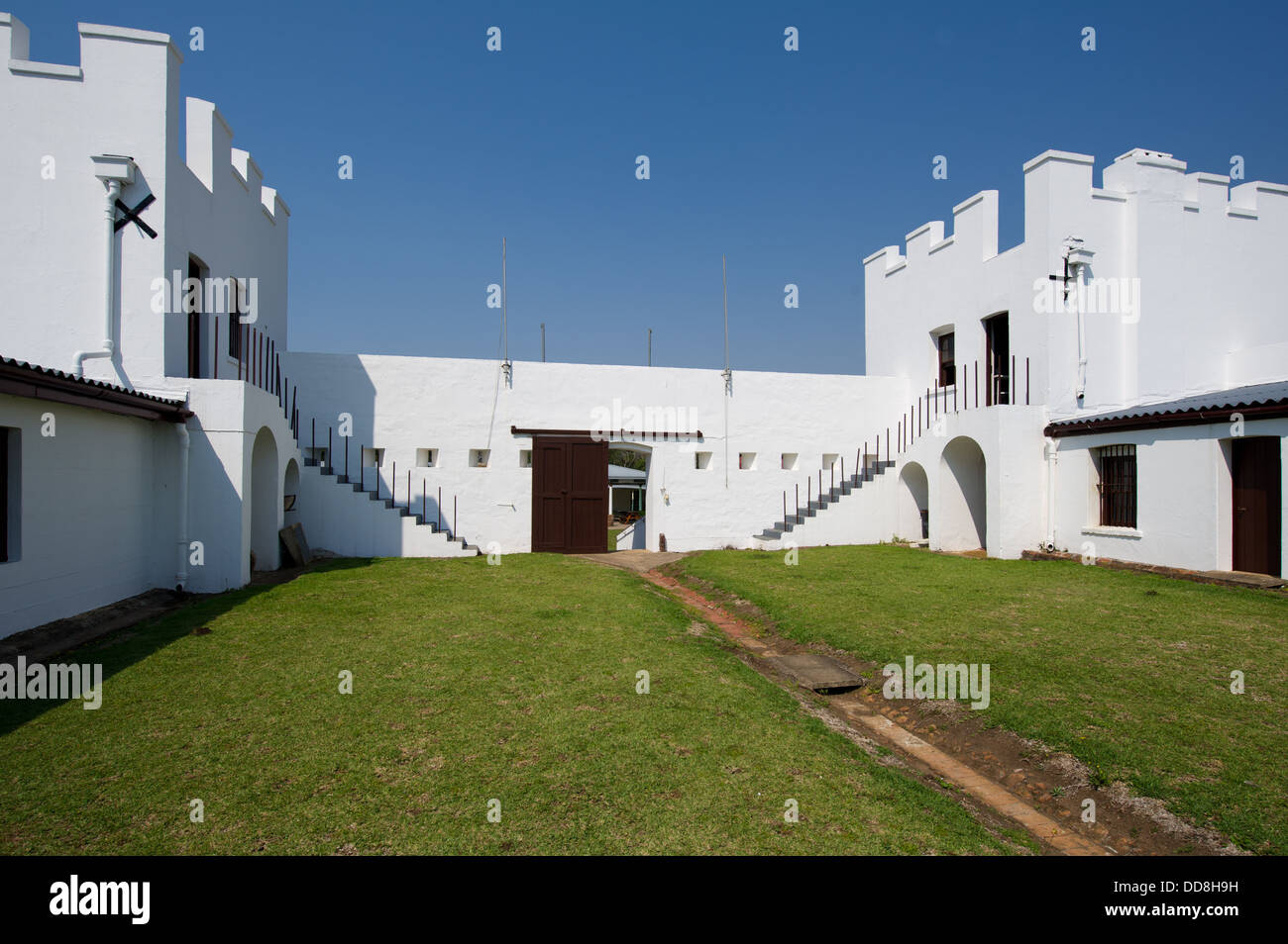 Fort Nongqayi Paese-museo, British fort dal 1883, Eshowe, Sud Africa Foto Stock