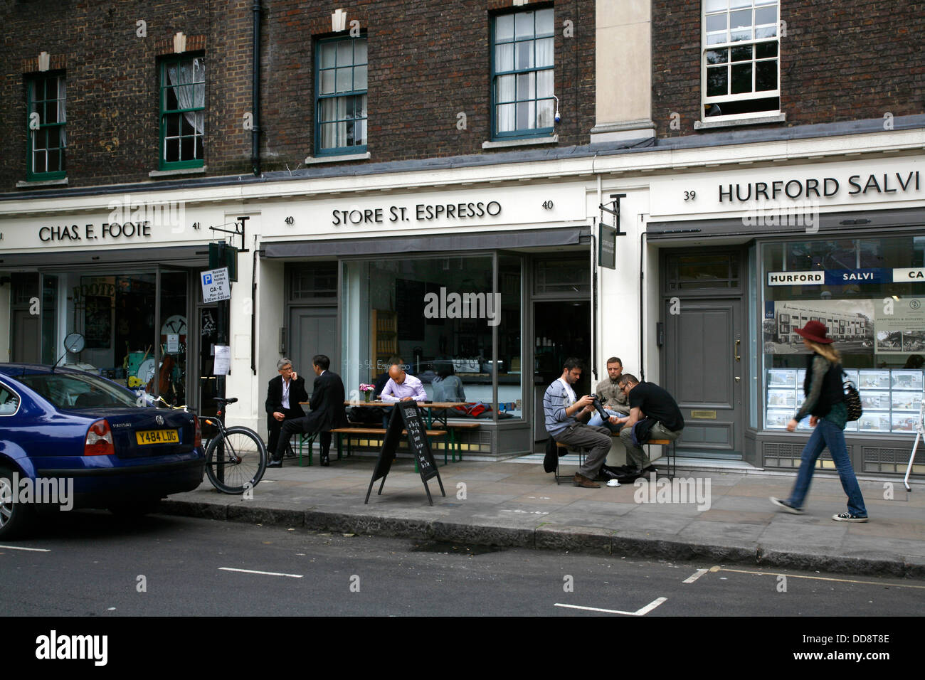 Store Street Cafe Espresso su Store Street, Bloomsbury, London, Regno Unito Foto Stock