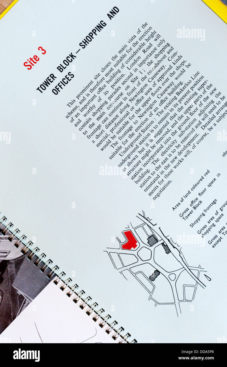 Dettaglio dall'originale LCC piano per la riqualificazione di Elephant & Castle dopo la seconda guerra mondiale. Foto Stock