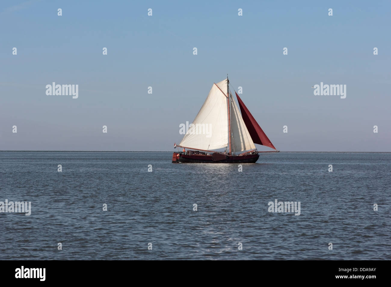 Barca a vela sul mare di Wadden, Paesi Bassi Foto Stock