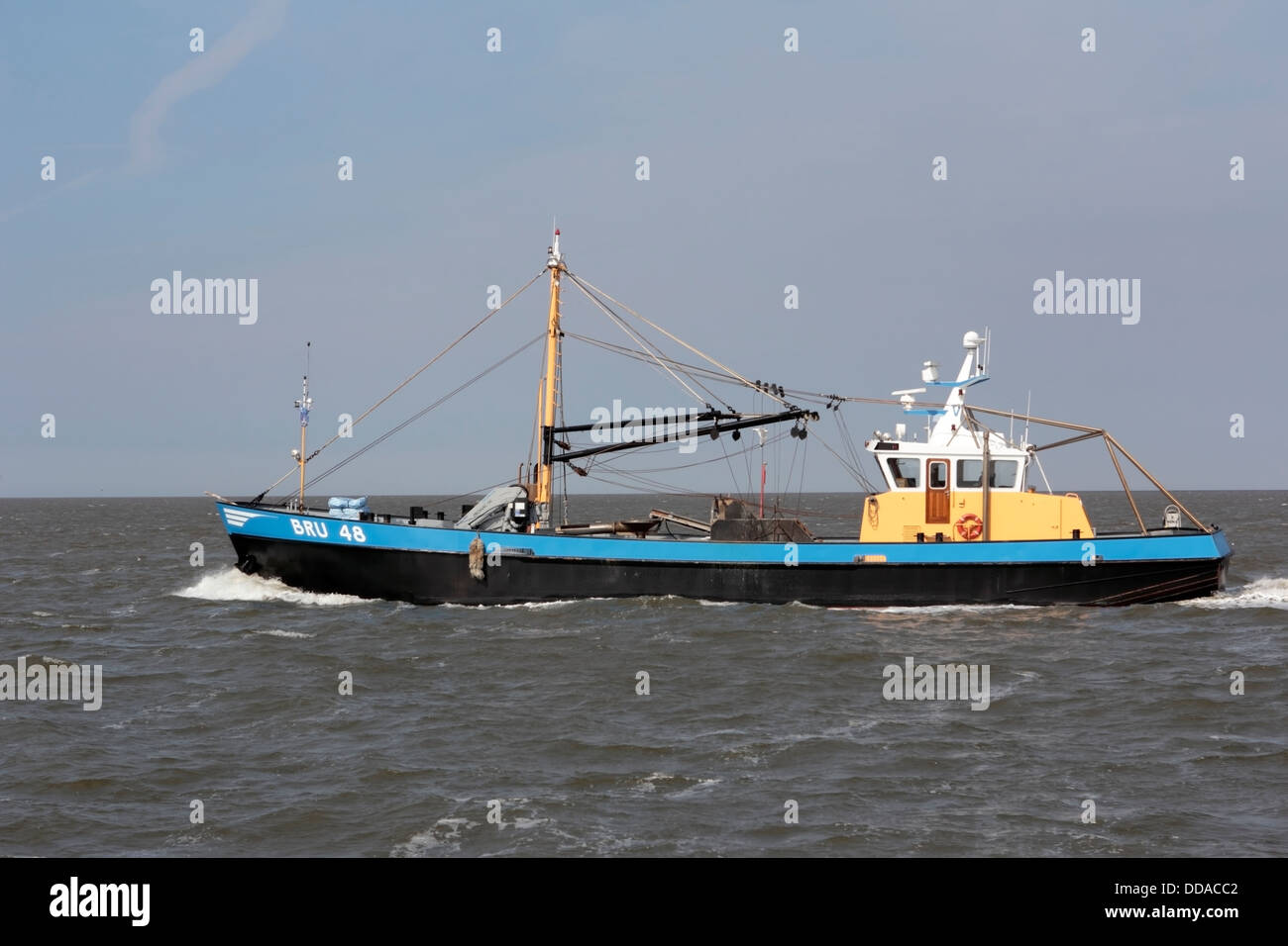 Vissser barca sul mare di Wadden, Paesi Bassi Foto Stock