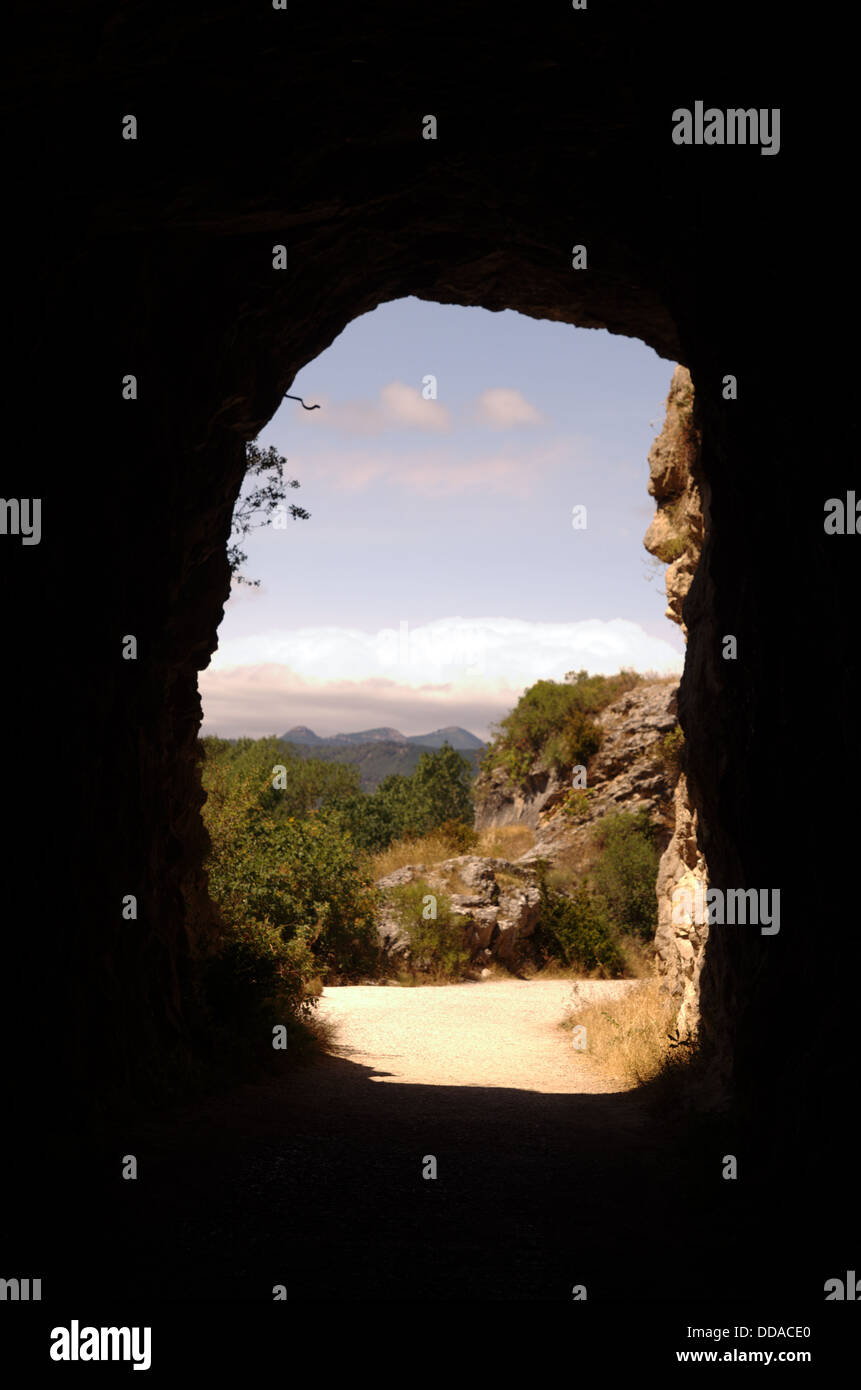 Il vecchio treno tunnel per immettere la Foz de Lumbier. Foto Stock