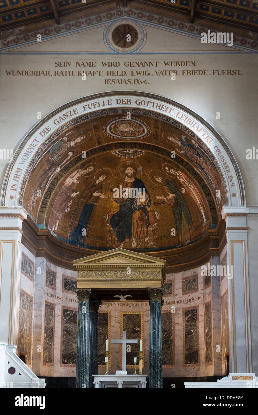 Mosaico absidale, la Friedenskirche, chiesa protestante della pace, il Parco Sanssouci, Potsdam, Germania Foto Stock