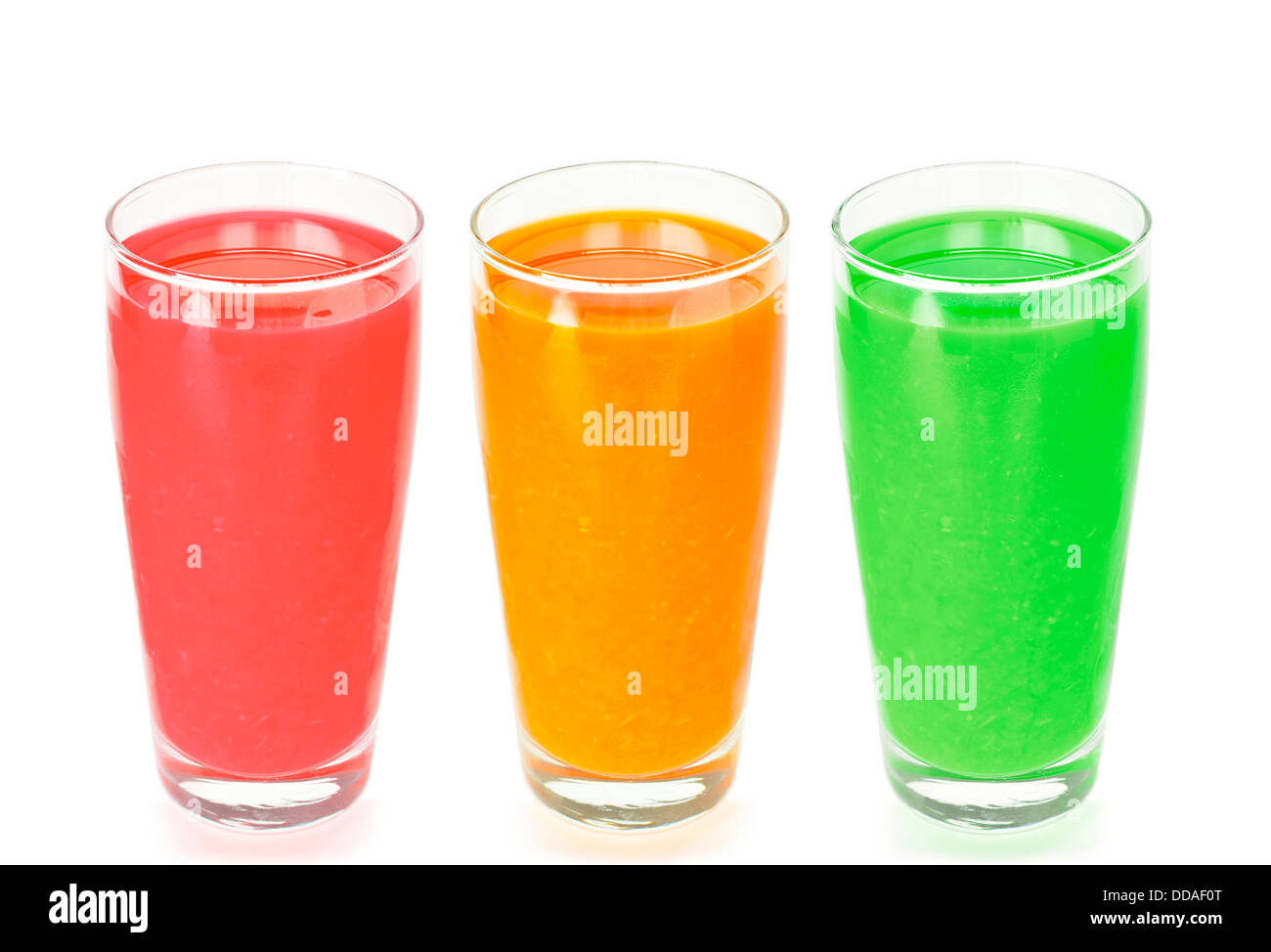 succo verde giallo rosso Foto Stock