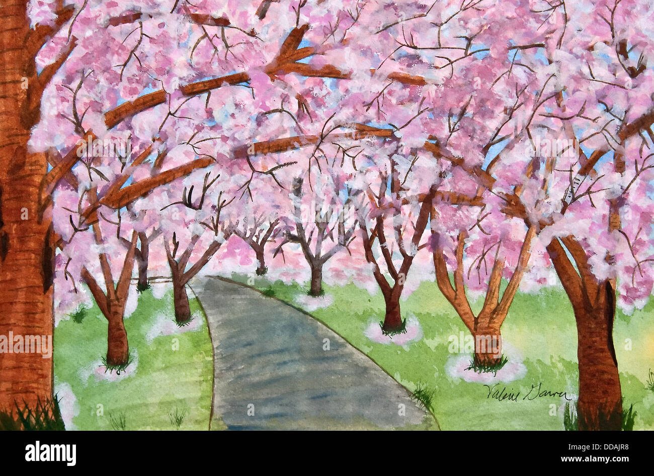 PRIMAVERA #rosa ad #ACQUERELLO , come #dipingere #alberi #tutorial #pittura  #paesaggio 