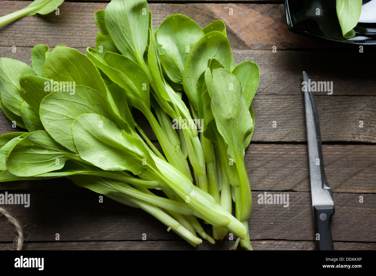 Foglie fresche di cavoli cinesi e di insalate cibo close up Foto Stock