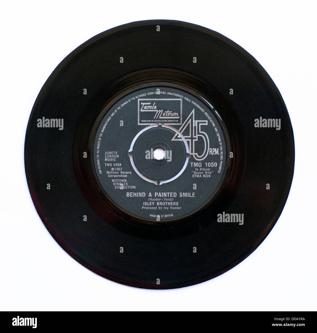 Isley Brothers - dietro un sorriso dipinto, 1967 7' singolo su Tamla Motown Foto Stock