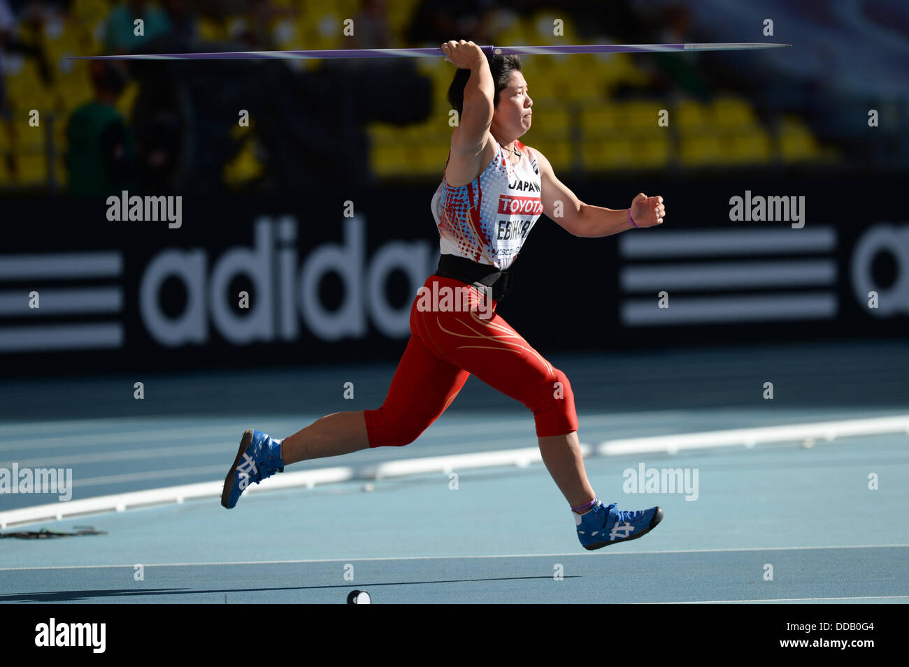 Yuki Ebihara (JPN), 16 agosto 2013 - Atletica leggera : XIV IAAF Campionati del Mondo di atletica leggera - Mosca 2013, Donne Lancio del giavellotto Qualification al Luzhniki Stadium di Mosca, Russia. (Foto di Takashi Okui/AFLO) Foto Stock