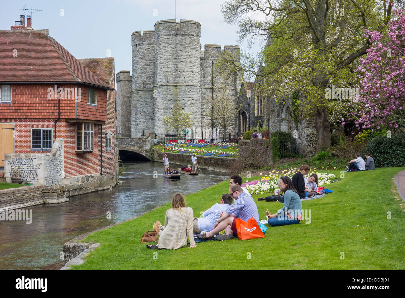 Westgate Gardens Fiume Stour Canterbury Kent Foto Stock